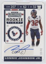 2019 Panini Contenders Rookie Ticket Stub 22/32 Lonnie Johnson Jr #251 Auto a8r