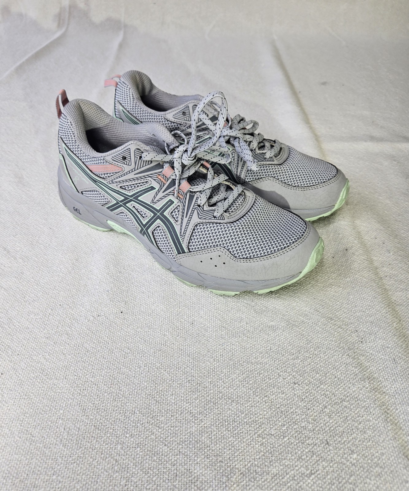 Asics Gel-Venture 8 Womens Trail Running Shoes Size 10 WIDE Gray & Pink