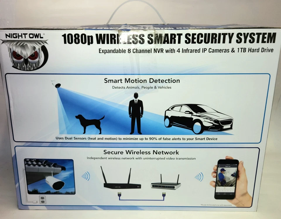 New Night Owl 8‑Channel 4‑Camera 1080p Wireless 1TB NVR System WNVRC20‑841 - Image 2 of 4