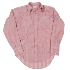 Vintage 1960s Wrangler Red Western Pearl Snap Button Up Shirt Men's Long Tails