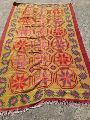 Vintage Traditional Handmade Oriental Wool Multicolor Kilim 5.8x3.5 ft