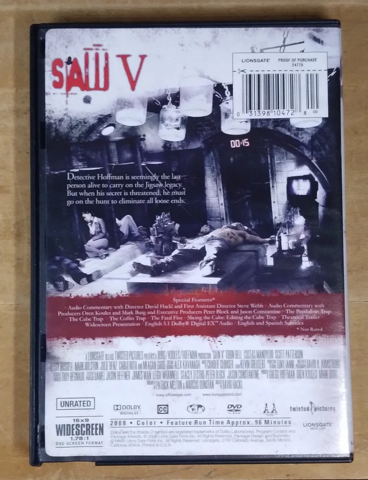 Saw V DVD Unrated Directors Cut 2008 - Image 2 of 4