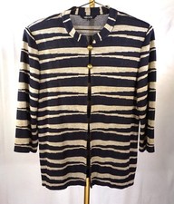 MISOOK DARK BLUE BEIGE WITH GOLD THRED STRIP BUTTON HOOK JACKET SZ L
