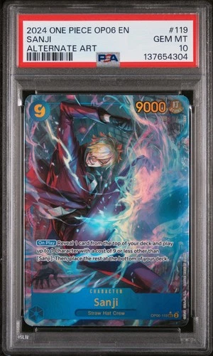 2024 ONE PIECE OP06-WINGS OF THE CAPTAIN ALTERNATE ART #119 SANJI PSA 10