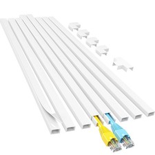 Yecaye Cord Hider, 113in One-Cord Cable Raceways, W0.59in H0.4in, White TV Cor