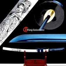 Delicate Geisha Katana 1095 Steel Battle Ready Sharp Blue Japanese Samurai Sword