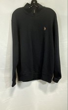 US Polo Assn. Men's Black Quarter Zip Mock Neck Sweater Logo Sz L