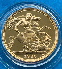 1983 Proof Full  Gold Sovereign Coin Box and COA