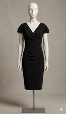 Lauren Ralph Lauren Solid Little Black Dress Flutter Sleeves Knee Length size 10
