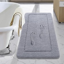 Luminous Non Slip Bathroom Rug Runner Light Gray Microfiber 24x40 Inch