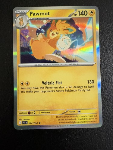 Pawmot 034/094 Rare Phantasmal Flames Pokemon Holo Near Mint