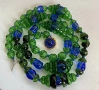 Art Deco Miriam Haskell Poured Glass Beaded Necklace Brass Filigree Clasp Chips