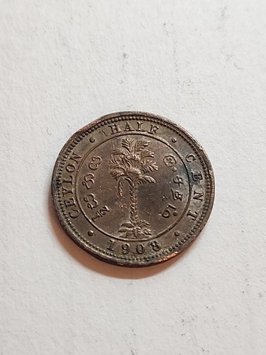 1908 Ceylon Half Cent Edward VII Coin - Lot BT679 - Picture 1 of 2