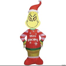 Gemmy 4 Ft. Airblown  Blowup Inflatable Grinch with Merry Grinchmas Ugly Sweater