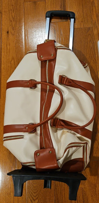 Rolling duffle bag wheeled travel luggage - Beige