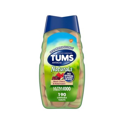 TUMS Naturals Ultra Strength Antacid Chews for 190 Count (Pack of 1)