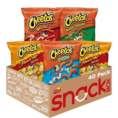 Variety Pack of Cheese Flavored Snack Chips, 40 Individual 1oz Bags, Multipack