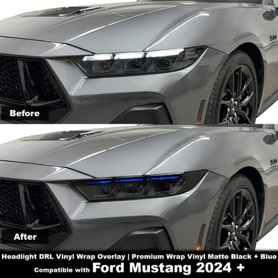 Headlight DRL Tint Kit Overlays   Blue | fit for Ford Mustang 2024 - 2026 +