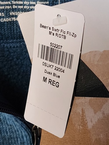 Maglione uomo LL BEAN nuovo con etichette M zip leggermente aderente pile blu crepuscolare *logo* - Foto 7 di 12