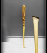 Hybrid Handle Ash Wood Baseball Bat 33in 29.5oz. Natural / Gold / Flame Treated