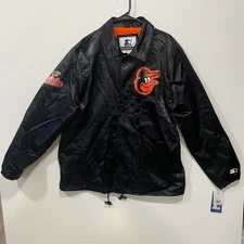 Starter Baltimore Orioles Black Satin Baseball Jacket Mens XL MLB