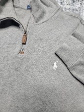 Polo Ralph Lauren Men Gray Quarter Zip Pullover Sweatshirt Sweater Size XXL