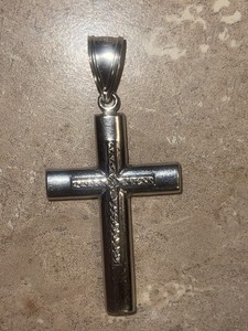 10k White Gold Double Sided Large Cross, 2 1/2 inch