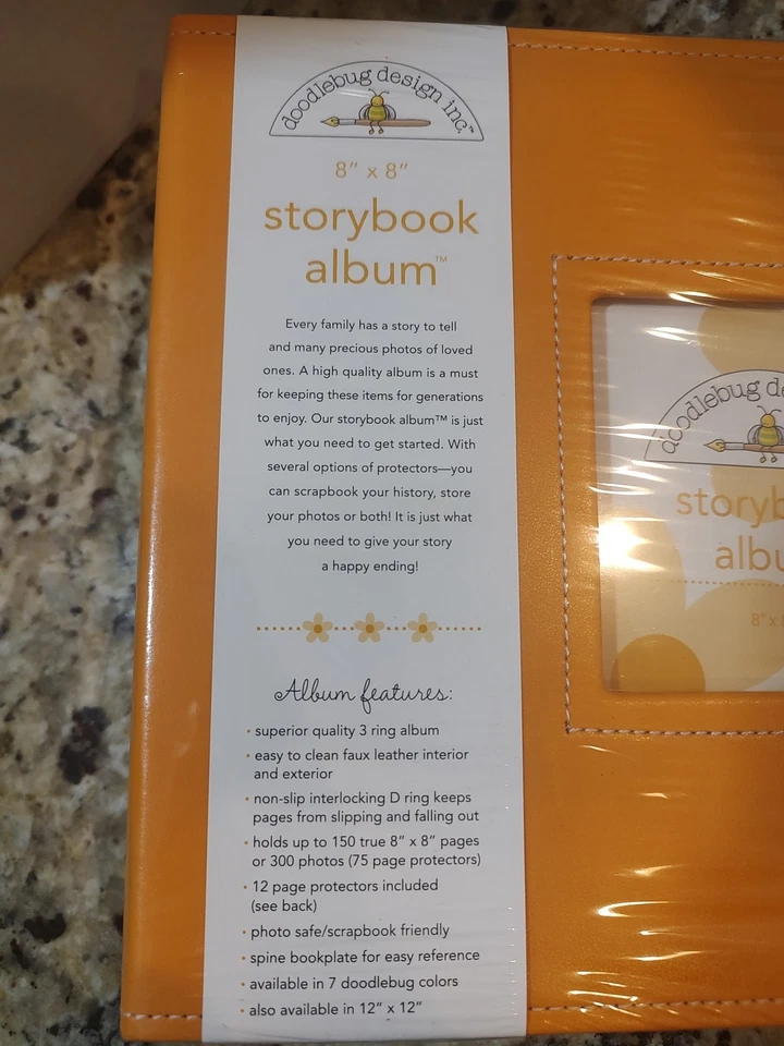 Álbum de recortes Doodlebug Storybook 3 anillos 8"X8" 12 páginas naranja mandarina NUEVO Foto 2 de 4