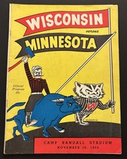 1954 University of Wisconsin Minnesota Game Program Alan Ameche Heisman Year