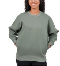 TUFF Women  s Fleece Crewneck Pullover Top, White, Size XXL