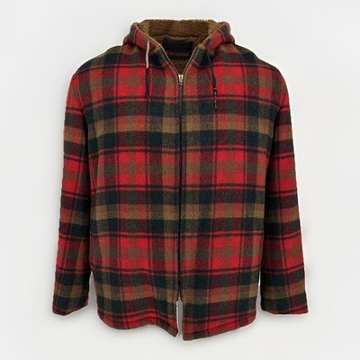Vintage McGregor Mackinaw Jacket Mens XL Red Plaid Wool Hooded Parka USA