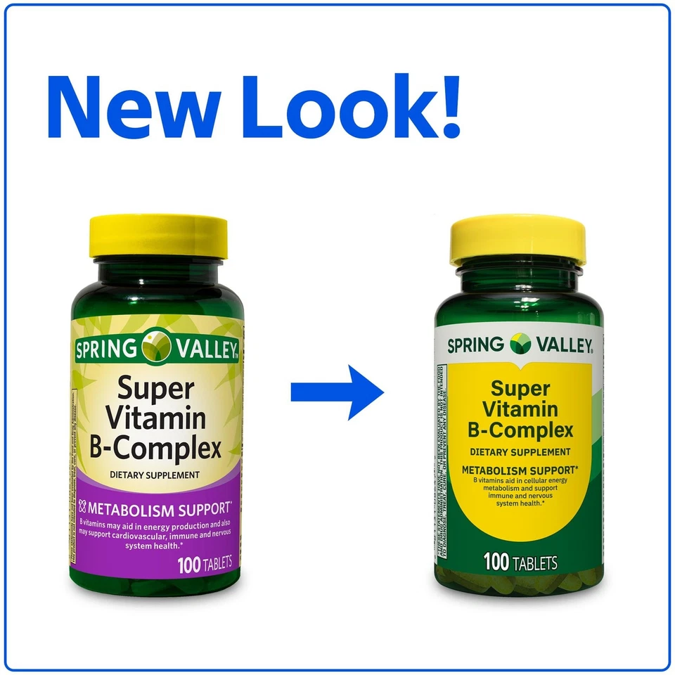 Spring Valley Super Vitamin B-Complex Tablets Dietary Supplement, 100 Count - Image 4 of 4