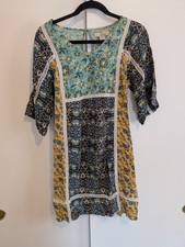 Bob Timberlake Womens Dress Size Small Blue Yellow Floral Boho Rayon lattice