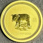 2007 Australia Lunar Year of the Pig 1/10th T.Oz Pure Fine Gold Coin $15 Dollars