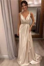 Maggie Sottero Imperial Gown Ivory Satin Sleeveless V-Neck Wedding Dress 10