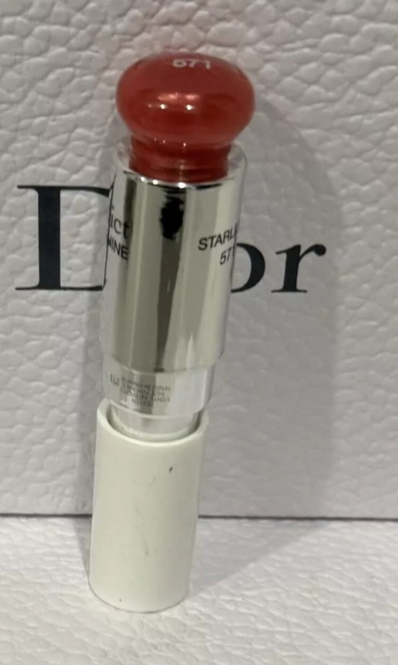 Dior Starlight 571 Addict Stellar Shine Lipstick Full Size New White Cap