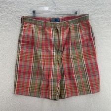 Polo Ralph Lauren Shorts Mens 36 Multicolor Plaid 9" Madras Pleated Y2K Preppy