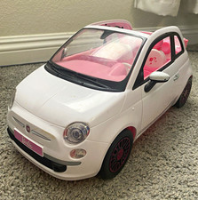 Fiat 500 Convertible Barbie Doll Car Vehicle Whitepink Plastic Fiat 500 Convertible Barbie Doll Car Vehicle Whitepink Plastic
