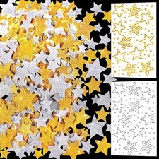 Gold Silver Glitter Foam Star Stickers - Gold Silver Stars