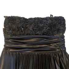 Speechless Strapless 3D Floral Top Pleated Maxi Dress Black Gown Size 11