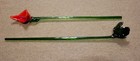 Vintage 2 BEAUTIFUL HAND BLOWN ART GLASS FLOWERS w/ 19' GREEN LONG Glass STEMS  — photo 3