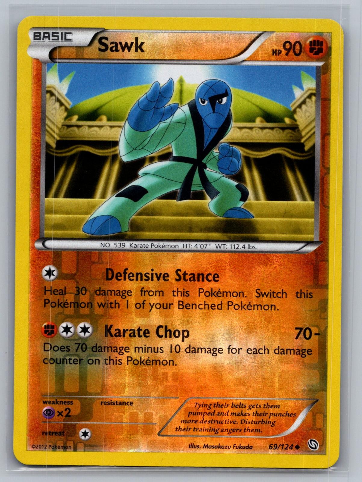 Sawk 69/124 Uncommon Dragons Exalted Pokemon Reverse Holo Near Mint