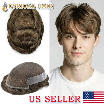 French Lace Front Mens Toupee Human Hair Natural Light Hair System Unit For Men