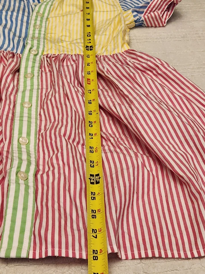 Polo Ralph Lauren Pastel Striped Shirt Dress Girls Size 10 Colorblock Preppy - Image 3 of 4