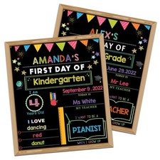 14x11 Inch First Day Of School Sign DoubleSided Reusable Chalkboard Board