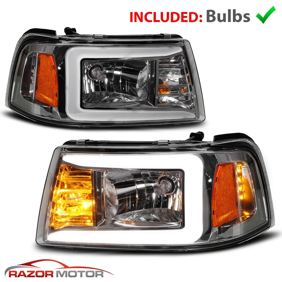 2001-2011 Ford Ranger Pickup Truck LED Running Light GunMetal Headlights - Image 3 of 4