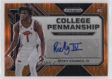 2023-24 Panini Prizm Draft Picks Orange Pulsar 30/49 Ricky Council IV Auto 14rh