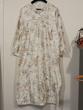 Vintage Barbizon Cuddleskin Nightgown Floral Print Long Sleeve Housecoat Robe S