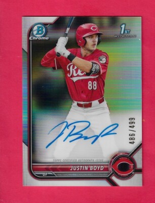 TOPPS １ST Bowman JUSTIN BOYD 2022 Topps 1st Bowman Chrome Draft AUTO REFRACTOR /499