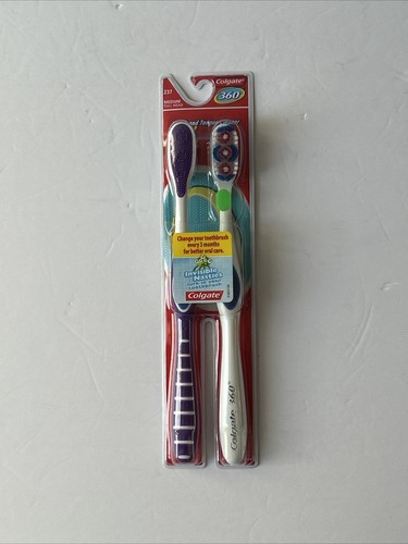 2 Pack- Colgate 360 Toothbrush Medium Color-purple/blue